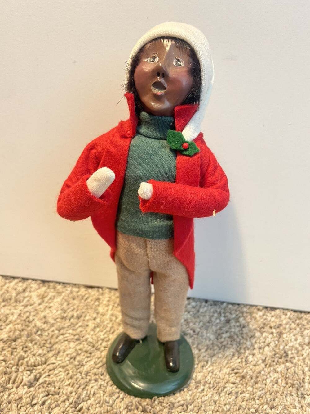 Vtg Byers' Choice Ltd. The Carolers 1991 Boy Red Jacket Christmas Figurine